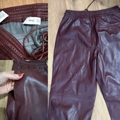 Ідеальні шкіряні шкіра штани mango марсала бордовий бургунді