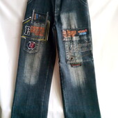 Фірмен. моднячі широкі прямі джинси ззаду в поясі на резинці роз. 30 Багато лотів