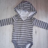 Бодік з довгим рукавом hanes 0-6м сірий в смужку