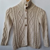 Теплый вязаный кардиган девочке lindex на пуговицах хлопок вискоза кофта джемпер