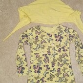 35. Реглан желтый в бабочках, б/у, ±134см