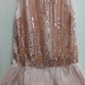 Нарядна фірмова сукня з фатіном і паєтками на 12-13 років