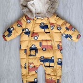 F&F брендовый теплый комбинезон с капюшоном еврозима на 3/6 месяцев