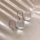 Сережки сріблення 925, вставка крапля, прозора куля, кристал