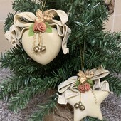 Вінтажна різдвяна прикраса у формі серця та зірки у Вікторіанському стилі . Одна на вибір.