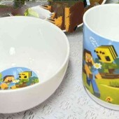 Набір дитячого посуду Minecraft.Скло ,2 предмети,майнкрафт.Набір НЕ повний.