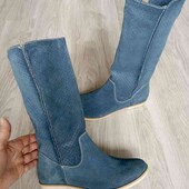 Young лёгкие деми сапожки натуральная замша цвет под джинс размер 36