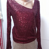 Блуза бордо в паєтках