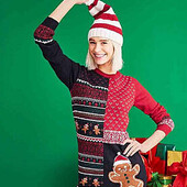 Светр-туніка жіноча з новорічним принтом, esmara, розмір евро l 44-46