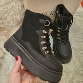 Стильні зручні черевики з екошкіри на хутрі ,якість супер