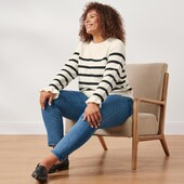 ♕ В'язаний светр з оборками в смужку Tchibo, розмір наш 50-52(44/46 євро)