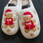 Новогодние Рождественские Домашние комнатные тапочки стелька 26,5