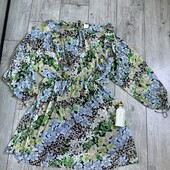 Розпродаж магазину! Мила сукня сітка з підкладом рюші на шиї ззаду і на рукавах завʼязка бант