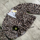 Розпродаж магазину! Крута блуза леопард валан рюші завьязки бант рукава ліхтарики