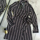 Розпродаж! Класна сукня рубашка у смужки на талії завʼязка бант чит.опис