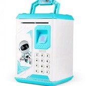 Сейф Робот копилка детская с отпечатком пальца, музыкальнаяя.