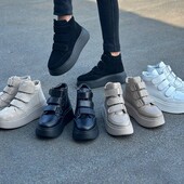 Кросівки натуральна замша, шкіра чорний, бежевий, білий