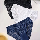 Лот-3шт!!! Набір однотонних мереживних трусиків XL бедра 108-115см