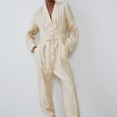 Zara, S, комбінезон вершковий жовтий , ліоцелл