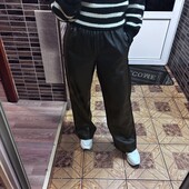 Штани Bershka екошкіра палаццо,утеплені