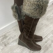 Суперские коричневые сапоги из натурального замша на худую и узкую ножку 23-23.5 см