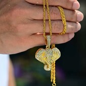 Ланцюжок і підвіска слон, слоник, позолота, циркони