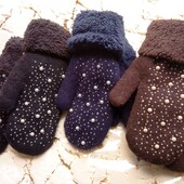 Очень теплые женские варежки рукавицы ангора на плотном меху