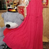 ❤️Брендовое натурал ярко малиновое всё вышитое клёш платье длинное новая❤️Индия.Пог.144см.Поб.210см.