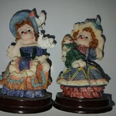 2 шт статуэтки девочки с куклой и птичкой