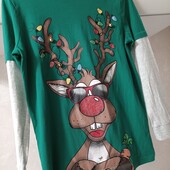 Новорічній лонг з прінтом 10-12 років на зріст 146 см