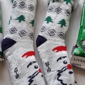 Ливерджи! Новогодние мужские носки со светодиодами, мужские тапочки! 43-46 размер! Лот 22