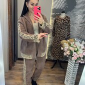 Очень теплый брючный костюм альпака большой размер