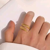 Відкрита, регулююча каблучка, кільце, колосок, гілка, гілочка, листя, пелюстки, медзолото