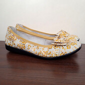 Нові повністю натуральні шкіряні балетки, жовті жіночі туфлі, літо демі, р. 37-37.5