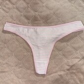 Жіночі бавовняні труси-стрінги у смужку, білі s