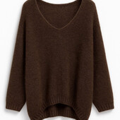 Мохеровый джемпер, свитер, пуловер, италия, р. оверсайз, 52-64, шоколад