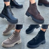 36-41 рр черевики демі/зима натуральна шкіра/замша чорний, коричневий, капучіно