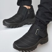 Чоловічі зимові черевики хутряні на блискавці та липучці.