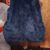 ❤️Брендовая темно синия эко-меха вязаная очень теплая жилетка новая❤️Америка.Пог.128/150.Оригинал!!!