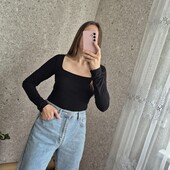 Базове, чорне боді, красивий виріз ❤️