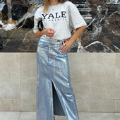 Джинсова спідниця зі срібним напиленням zara S, M