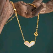 Ланцюжок і підвіска серце, літера, перламутр, медзолото, тренд