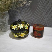 Шкатулка в виде нарцисса, солонка старинная расписная петриковка