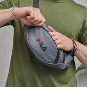 Поясна сумка бананка Fila сіра, чорне лого