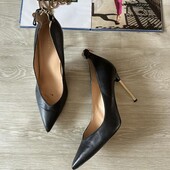 Черные кожаные туфли лодочки