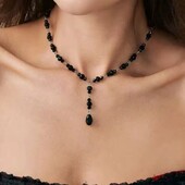 Намисто, кольє, готичне, чорне, підвіска крапля, скло, готика, геловін