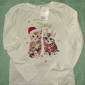 Новорічний реглан H&M з котиками р. 134-140 на 8-10 років