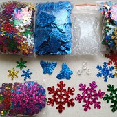 Набір сніжинок і наместин, паєтки 1250шт