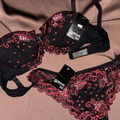 Жіночий комплект білизни бюст/ трусики-стрінги Diorella, чорний S/M