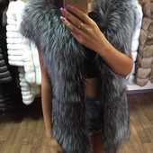 Меховая жилетка из чернобурки в роспуск ( вставки натуральна кожа)